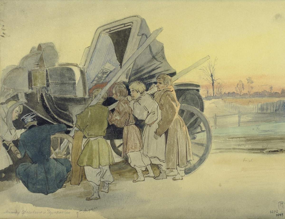 Поломка тарантаса, Grigory Gagarin, 1839 – early 1840