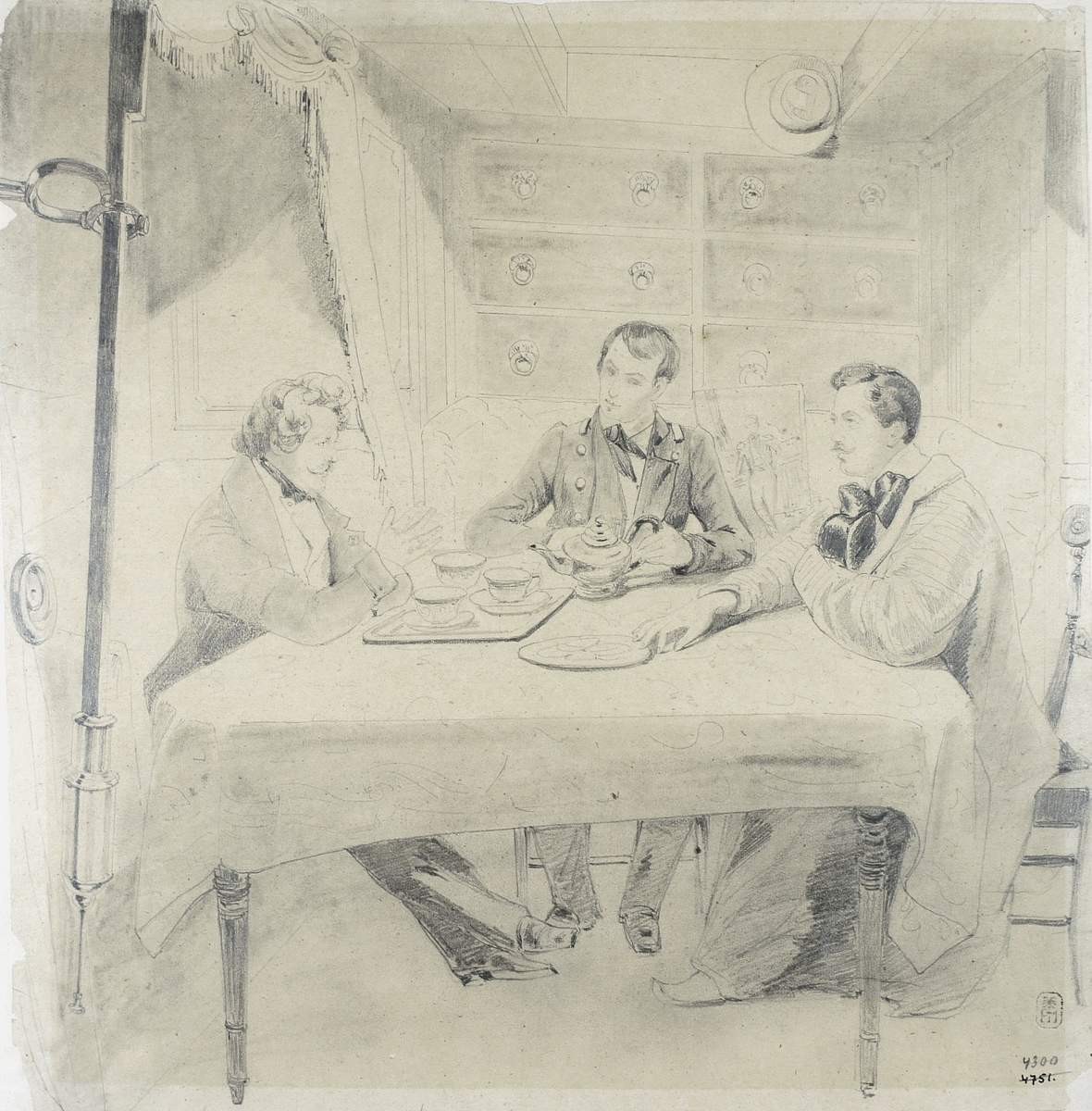 В кают-компании брига «Фемистокл», Grigory Gagarin, 1835
