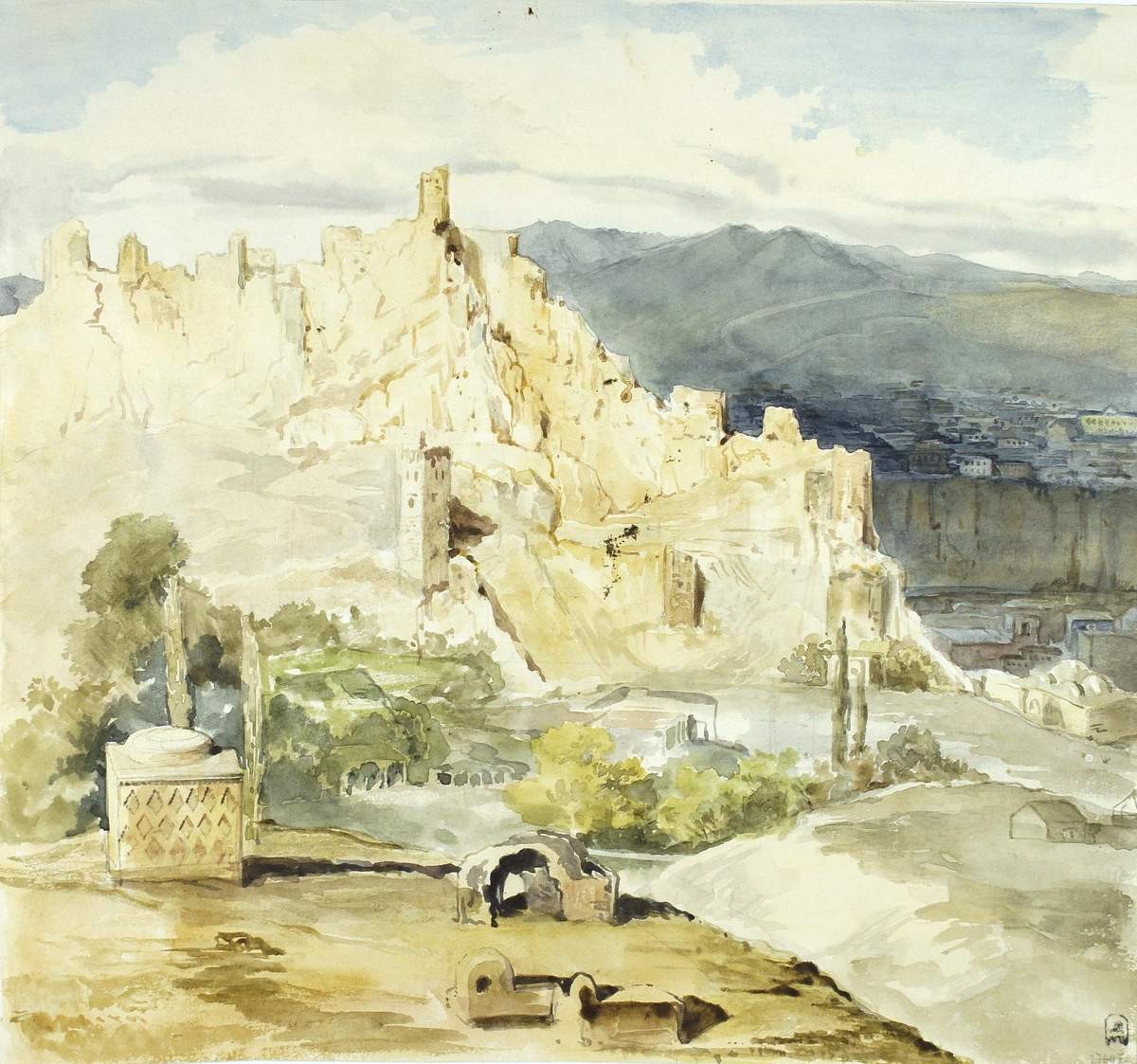 Вид на Тифлис. Крепость Нарикала, Grigory Gagarin, 1840–1842