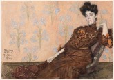 Portrait of Nadezhda Zabela-Vrubel in an Armchair with Wallpaper in the Background