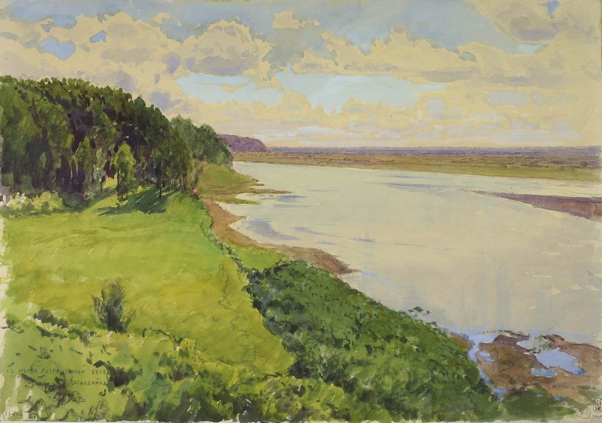 Вид реки Томь у города Томска. Этюд, Nikolay Gritsenko, 1890s