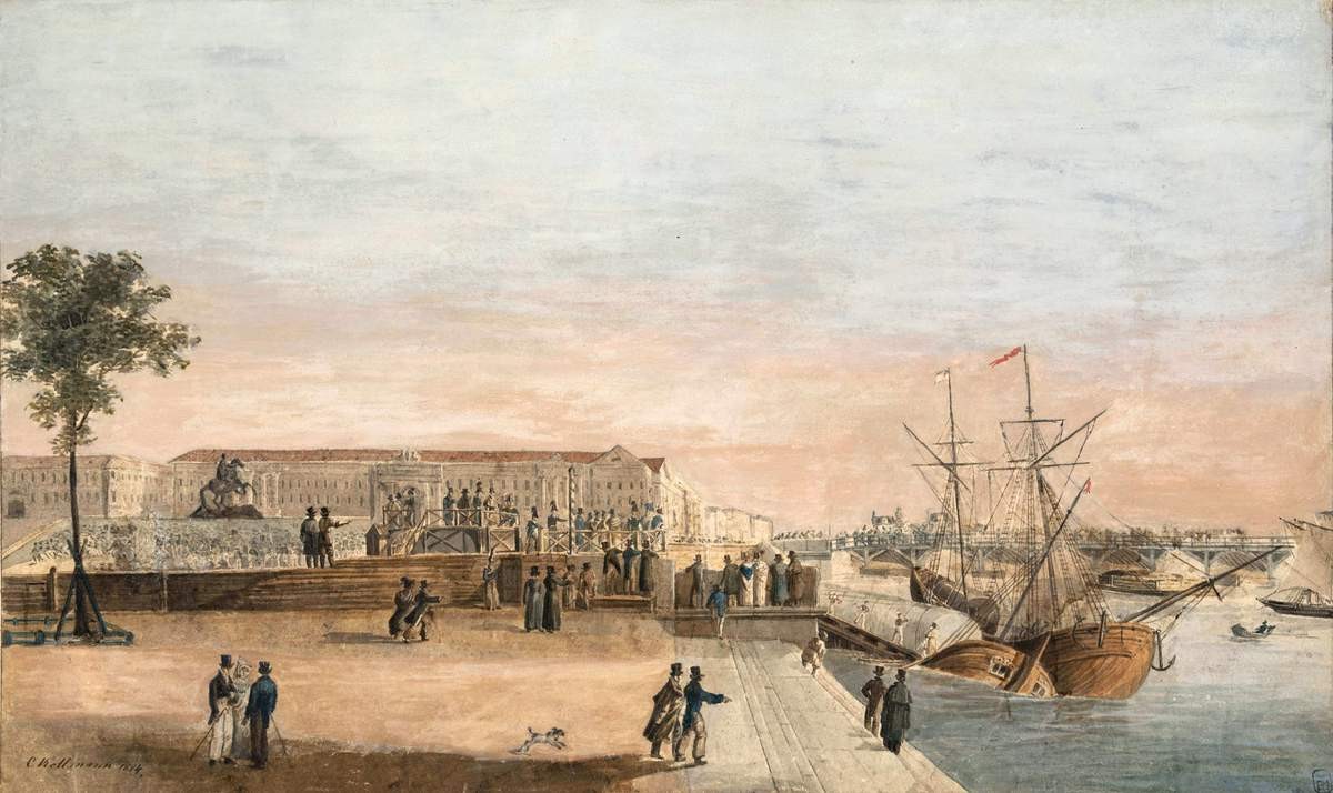 Эпизод строительства Исаакиевского собора, Carl Ivanovitch Kollmann, 1824