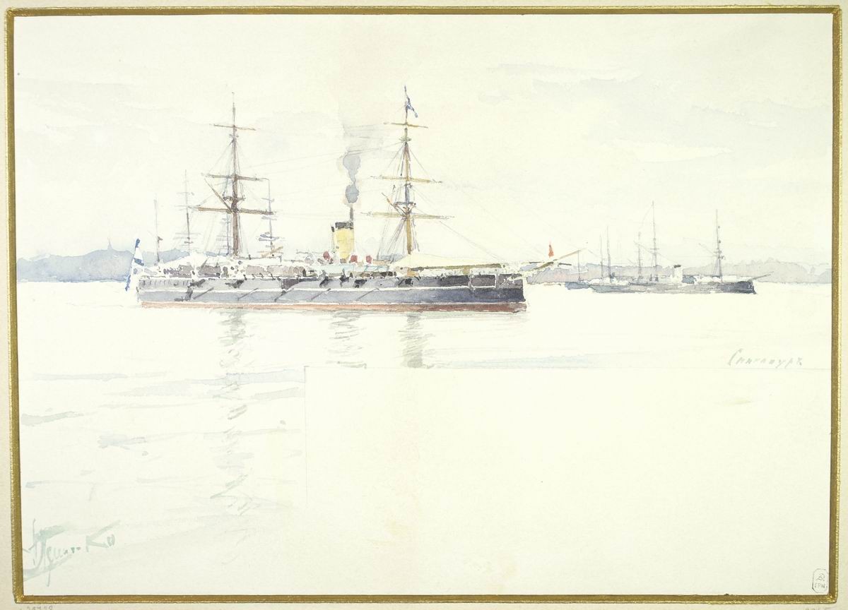 Тихоокеанская эскадра в Сингапуре. Этюд, Nikolay Gritsenko, 1891
