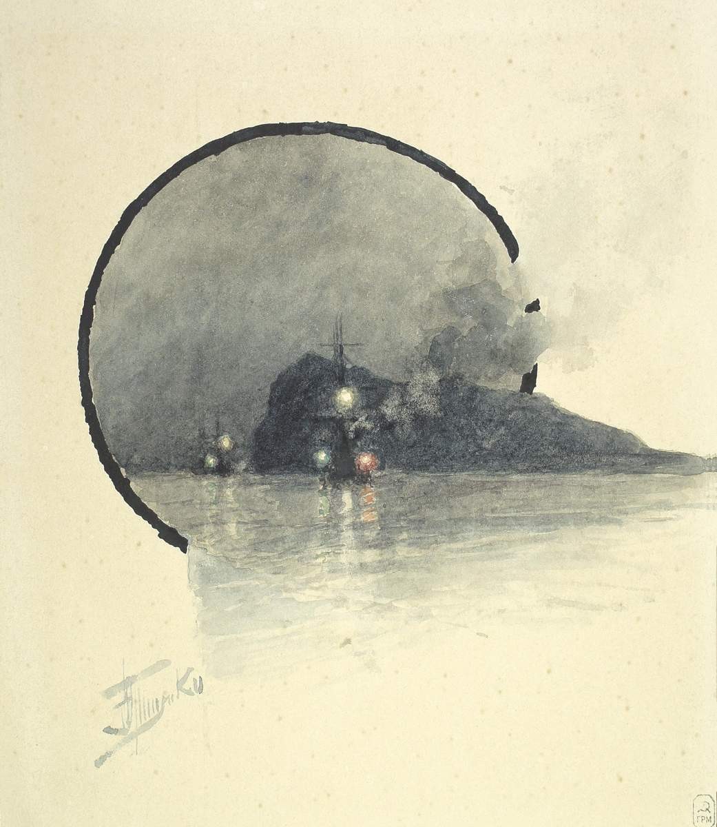 Ночью на реке Ян-тзе-кианге (гора «Петушиная голова»), Nikolay Gritsenko, 1891