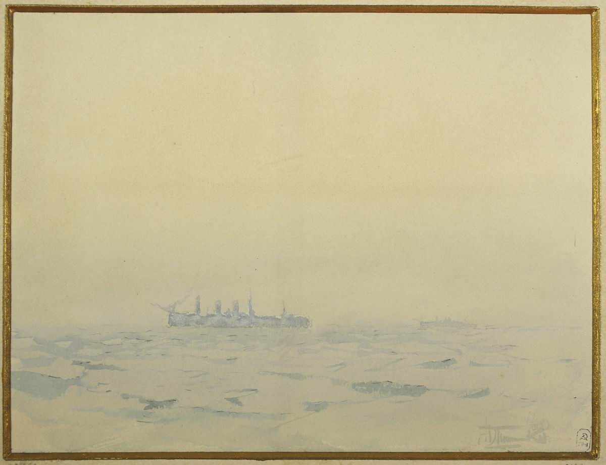 Приближение русской эскадры к берегам России. Этюд, Nikolay Gritsenko, 1891