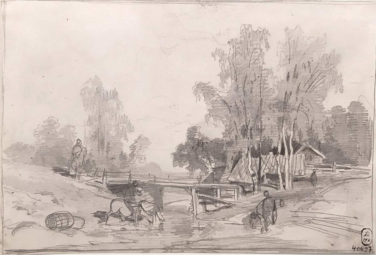Мост у деревни, Fyodor Vasilyev, late 1860s – early 1870s (?)