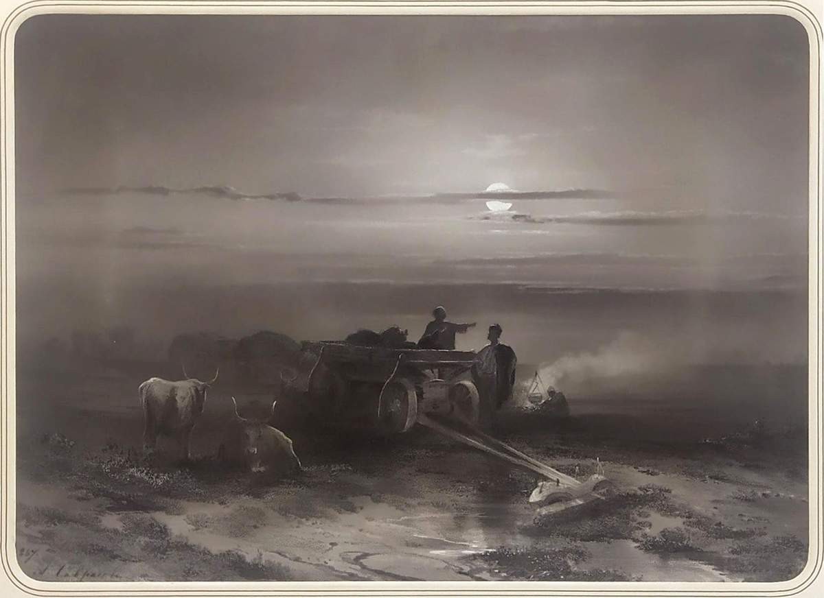 Привал обоза в степи, Alexei Savrasov, 1867