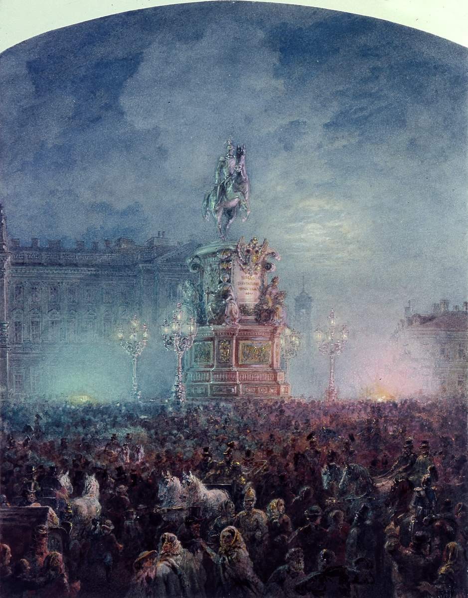 Открытие памятника Николаю I в Петербурге, Vasily Sadovnikov, 1859