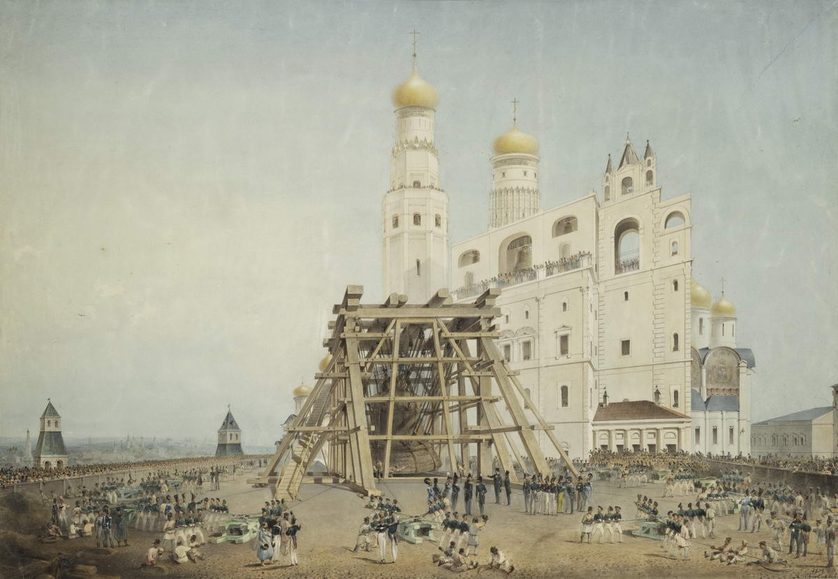 Установка (Поднятие) Царь-колокола в Москве в 1836 году, Vasily Sadovnikov, 1839