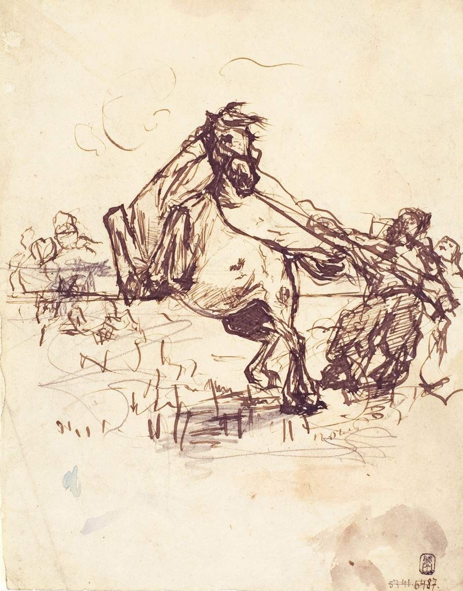 Запорожец «мордуется» с лошадью, Valentin Serov, 1880