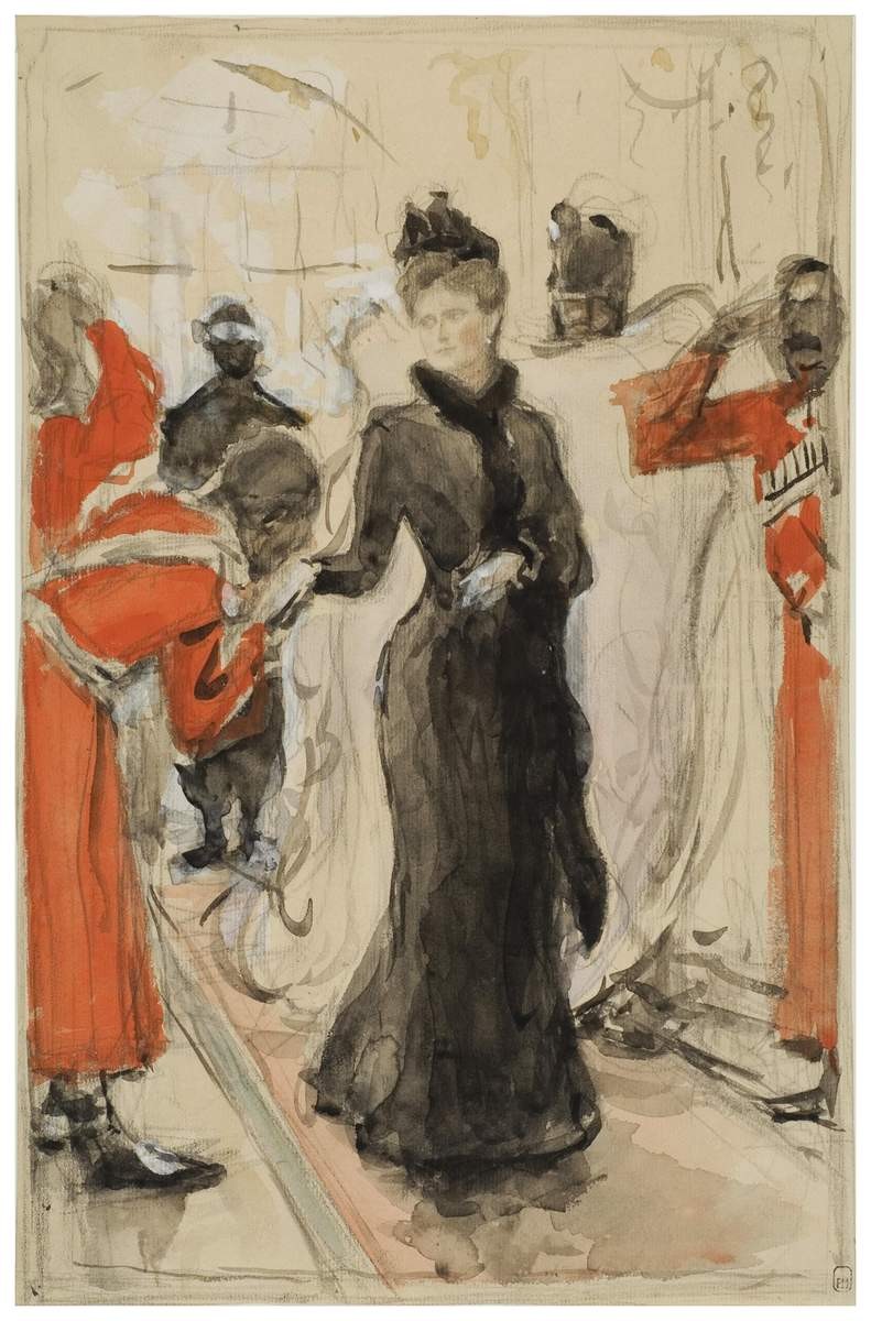 Выход императрицы Александры Федоровны от заутрени, Valentin Serov, no later than 1901