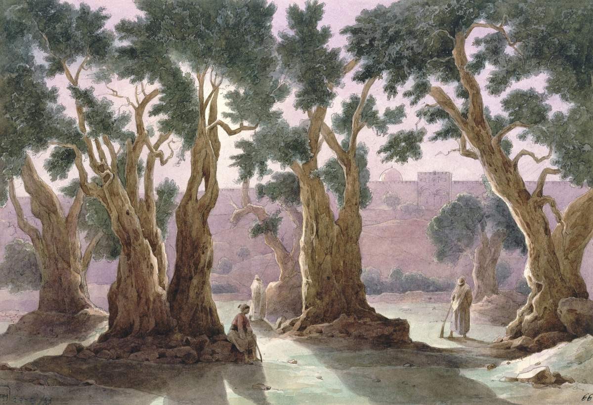Гефсиманский сад в Иерусалиме, Grigory Chernetsov, 1842