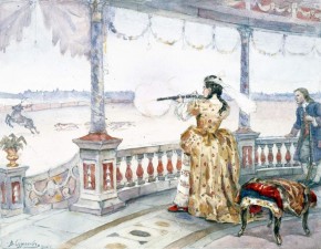 Императрица Анна Иоанновна в петергофском «Темпле» стреляет оленей