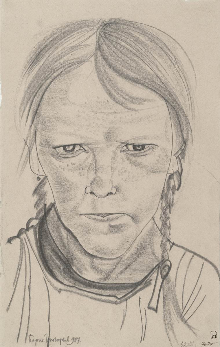 Портрет крестьянской девочки (из цикла «Расея»), Boris Grigoriev, 1917