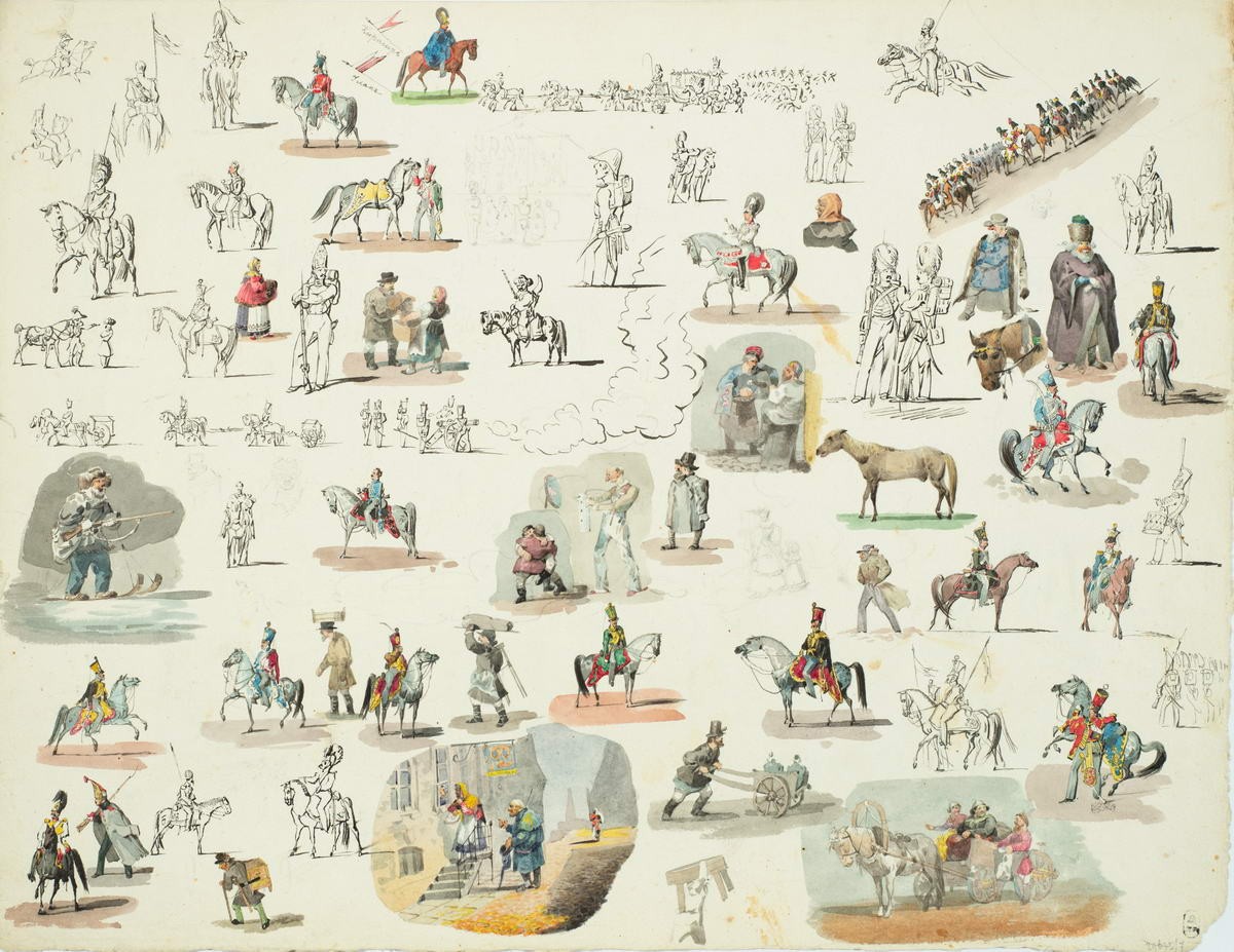 Зарисовки военных и бытовых групп, Vasily Sadovnikov, 1830s