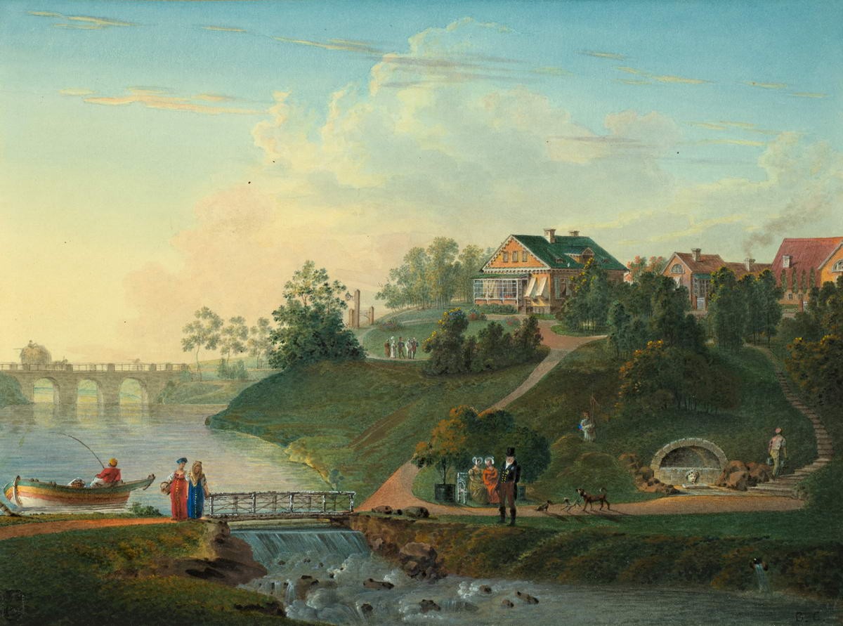 Вид в усадьбе Строгановых Марьино, Vasily Sadovnikov, 1820s