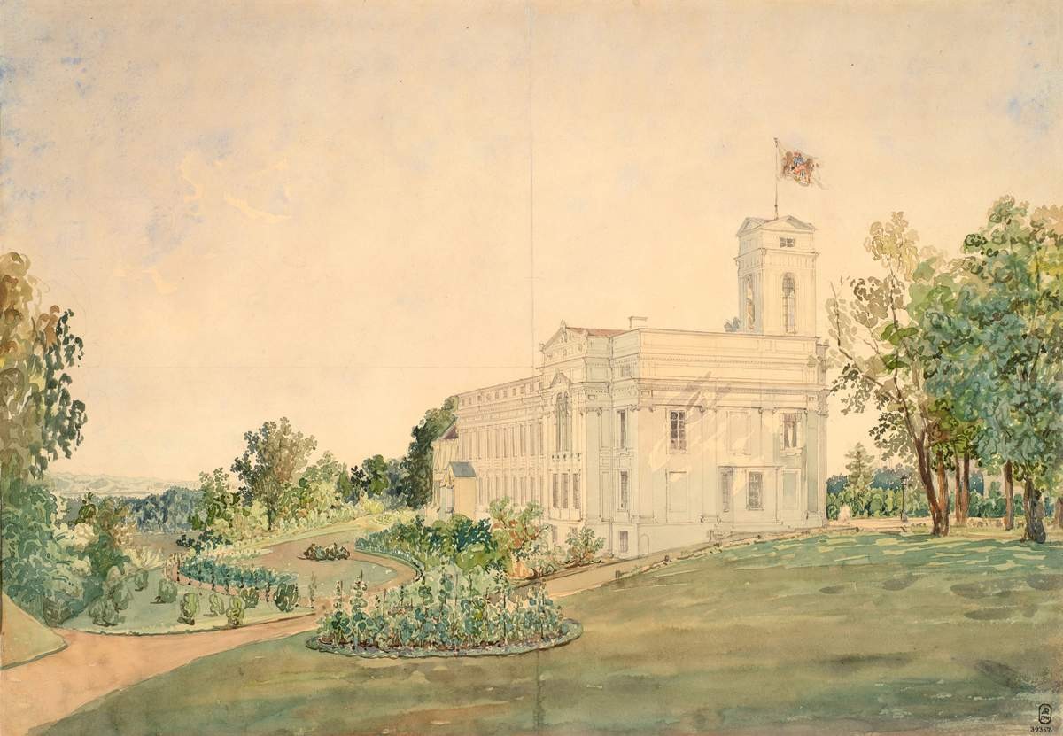 Вид дворца в имении Верки под Вильной, Vasily Sadovnikov, 1846