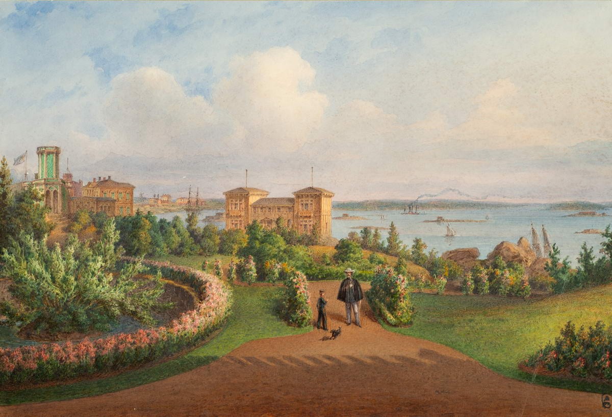 Вид сада на даче княгини З. И. Юсуповой в Гельсингфорсе, Vasily Sadovnikov, 1852