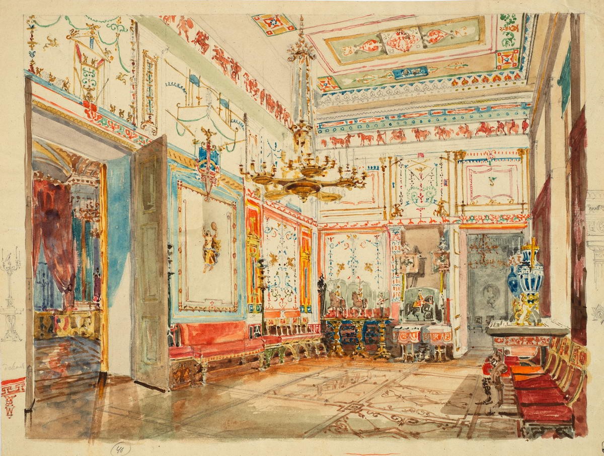 Помпейская столовая в Зимнем дворце, Vasily Sadovnikov, 1850s