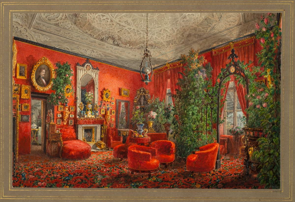 Красная гостиная Апартаменты княгини З. И. Юсуповой, Vasily Sadovnikov, 1852