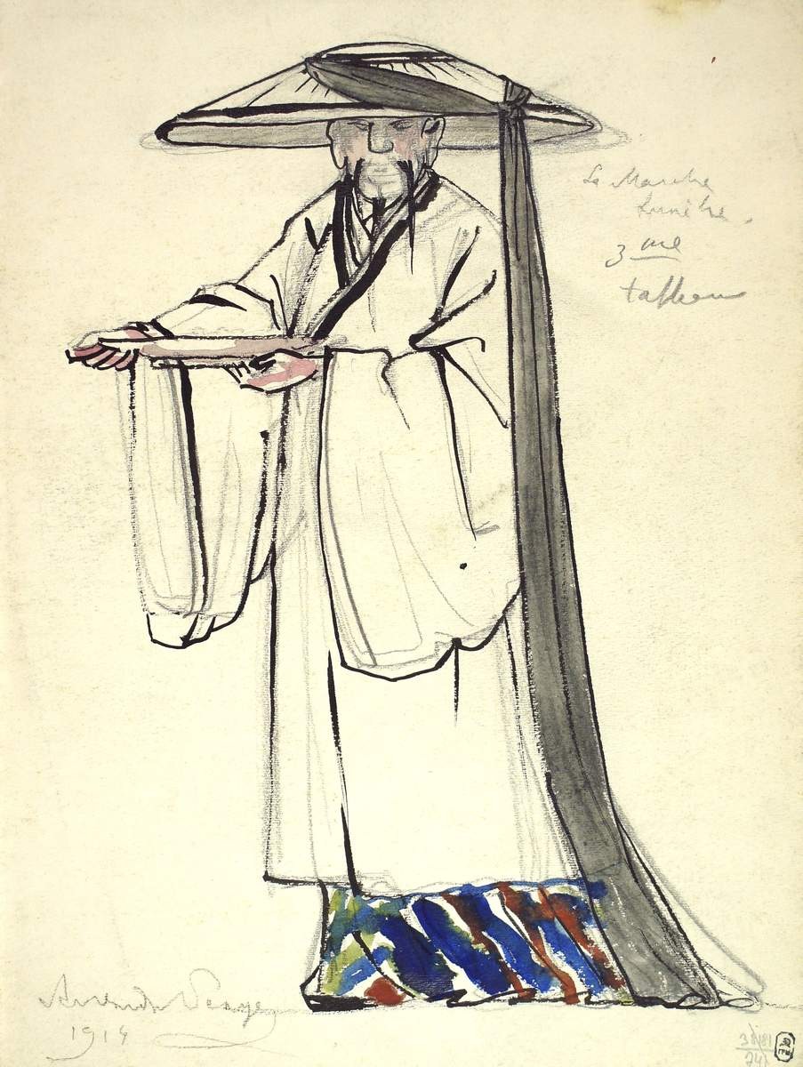 Эскиз костюма к опере с танцевальными интермедиями «Соловей», Alexandre Benois, 1914