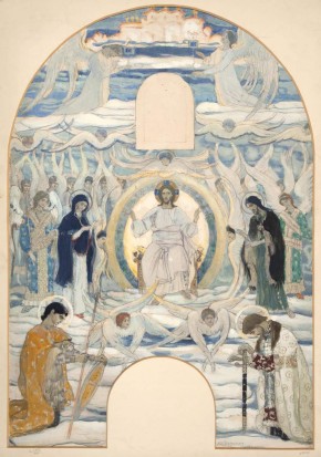 Христос во славе с предстоящими святыми Александром Невским и Георгием Победоносцем