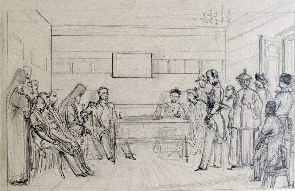 Переговоры Егора Петровича Ковалевского с китайцами, Alexander Beydeman, mid-19th century