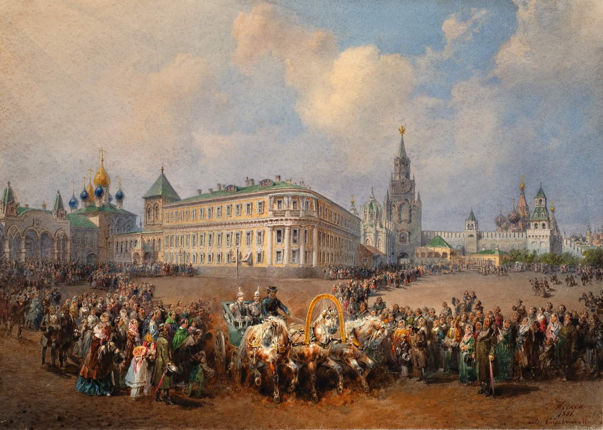 Ивановская площадь в Московском Кремле в дни коронационных торжеств, Vasily Sadovnikov, 1856
