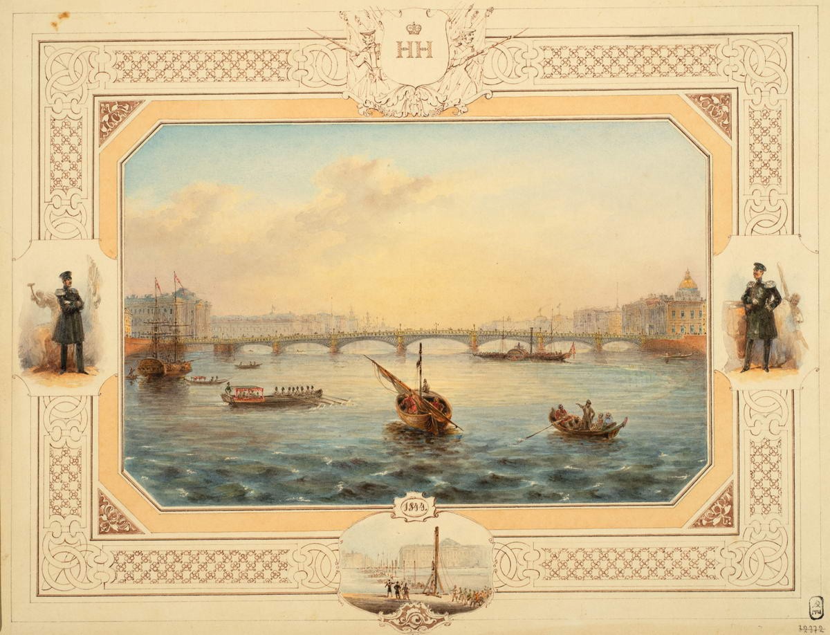 Благовещенский мост через Неву, Vasily Sadovnikov, 1850 (November) – 1851