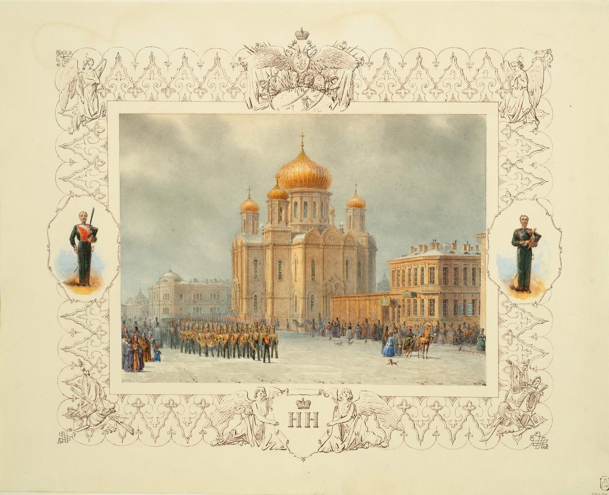 Парад перед Введенским собором в Петербурге, Vasily Sadovnikov, no earlier than 1842