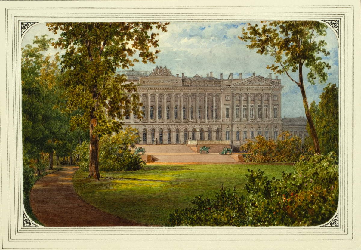 Михайловский дворец со стороны сада, Vasily Sadovnikov, second half of the 1840s