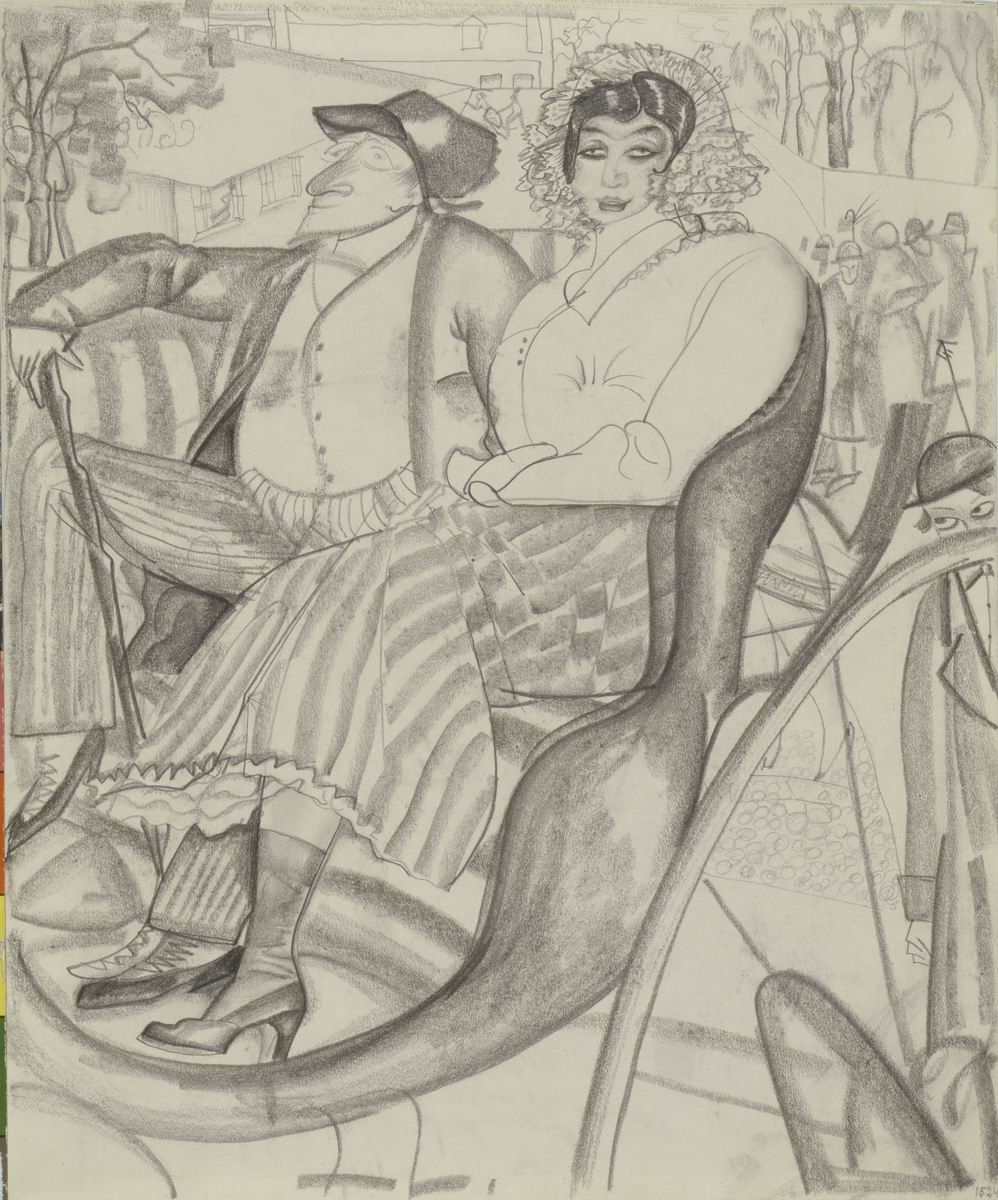 В экипаже, Boris Grigoriev, 1913