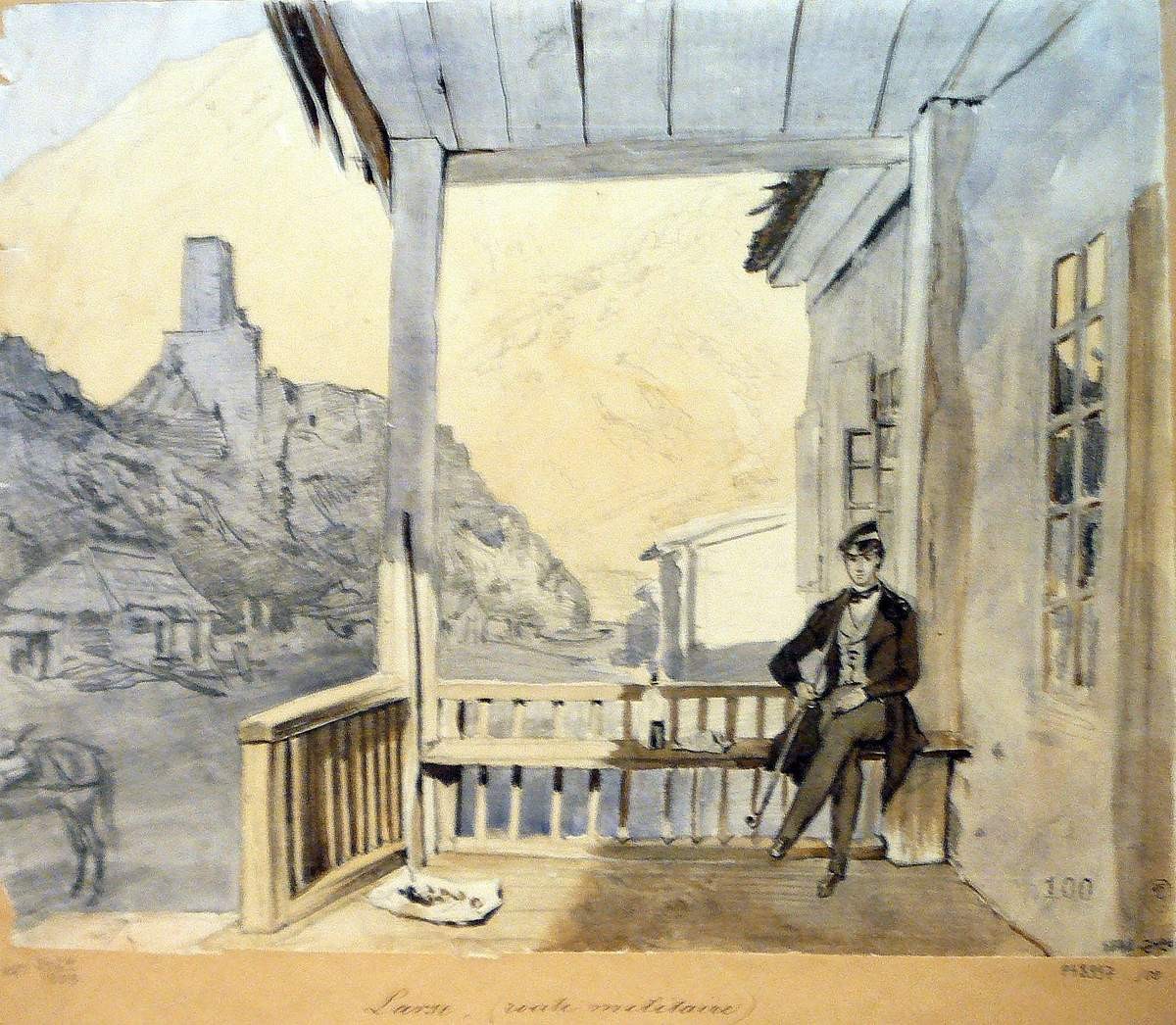 Князь Сергей Васильевич Долгорукий (1820–1853) на станции в Ларсе, Grigory Gagarin, 1840