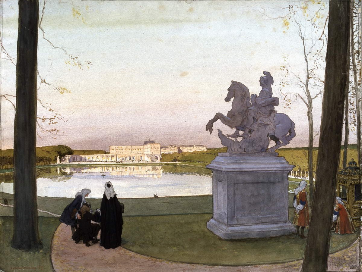 Версаль. У Курция (Вид на дворец со стороны Швейцарского озера), Alexandre Benois, 1897