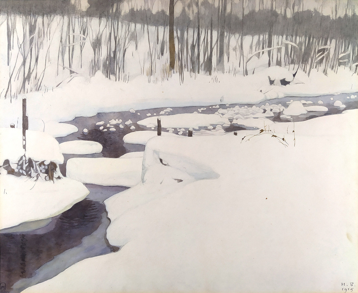 Ручей зимой, Ivan Bilibin, 1915