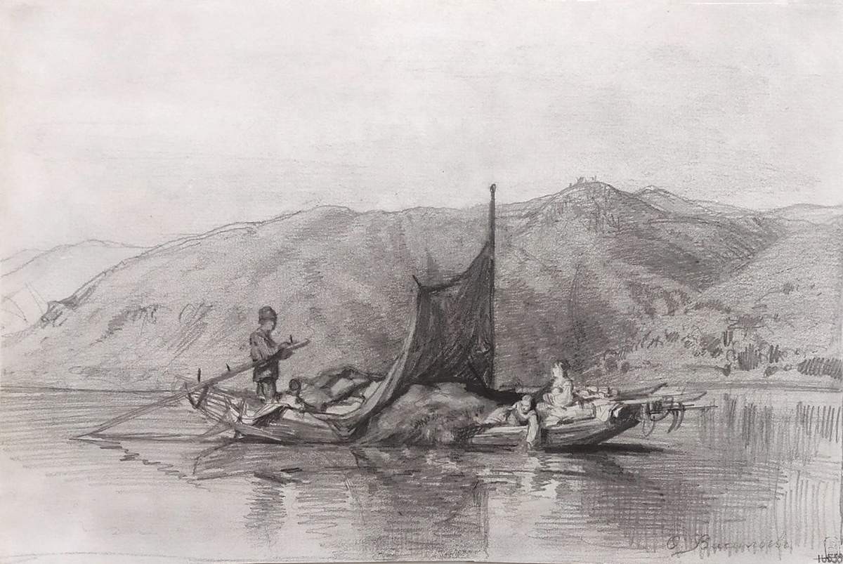 Парусная лодка на Волге, Fyodor Vasilyev, 1870