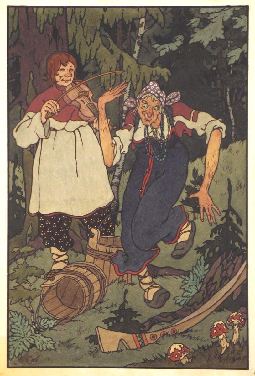 Пляшущая Баба-яга, Ivan Bilibin, 1908