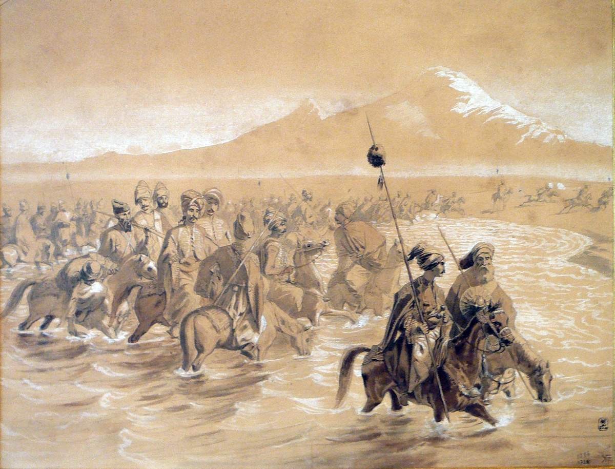Переправа курдов через реку Аракс вброд, Grigory Gagarin, between 1840 and 1847