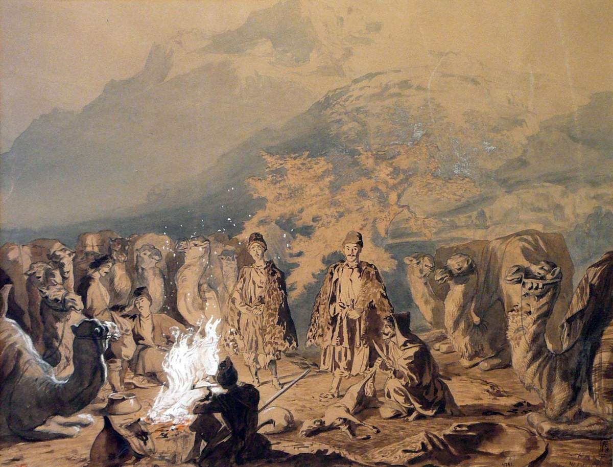 Караван армянских купцов. Ночной привал, Grigory Gagarin, between 1840 and 1847