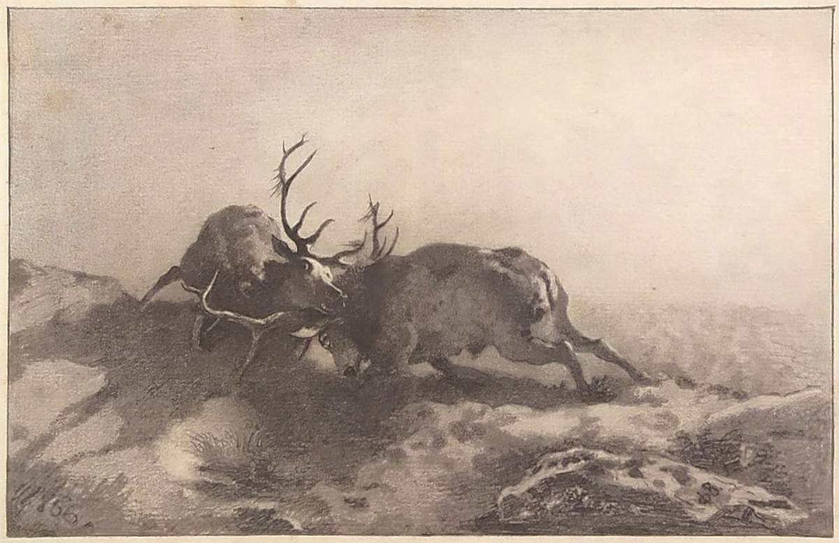 Бой оленей, Fyodor Vasilyev, 1866