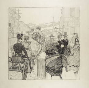 «С тайным трепетом спешил он за своим предметом, так сильно его поразившим». Иллюстрация к повести Н.В. Гоголя «Невский проспект»