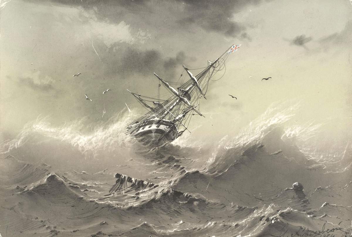 Тонущий корабль, Ivan Aivazovsky, 1854