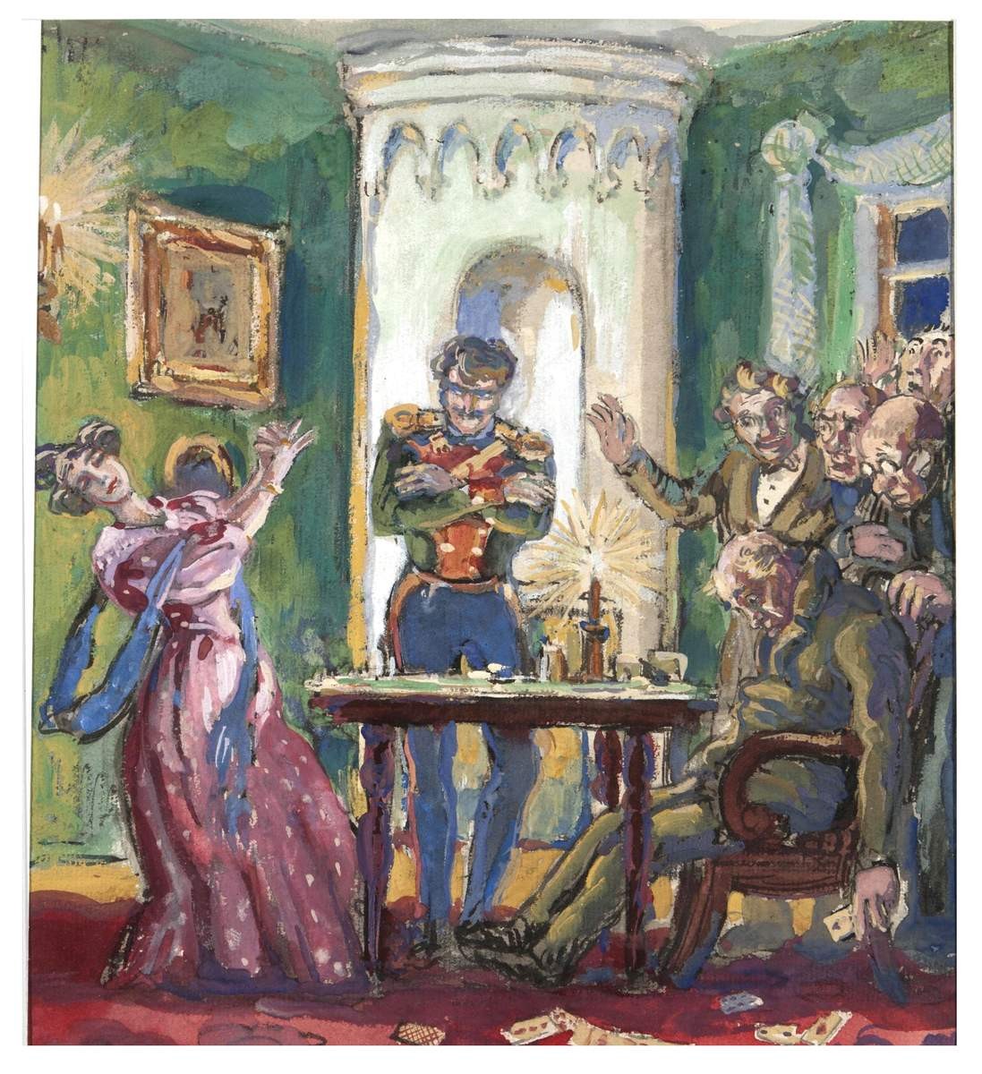 За карточным столом, Mstislav Valerianovitch Dobuzinski, 1912