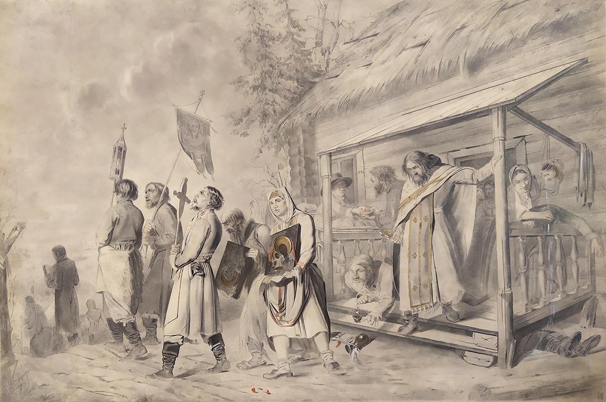 Крестный ход на Пасхе, Vasily Perov, c. 1860