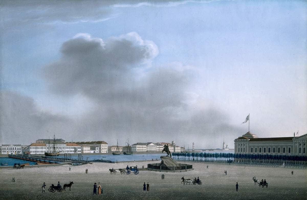 Вид с Сенатской площади на набережную Васильевского острова, Wilhelm Barth, 1810s