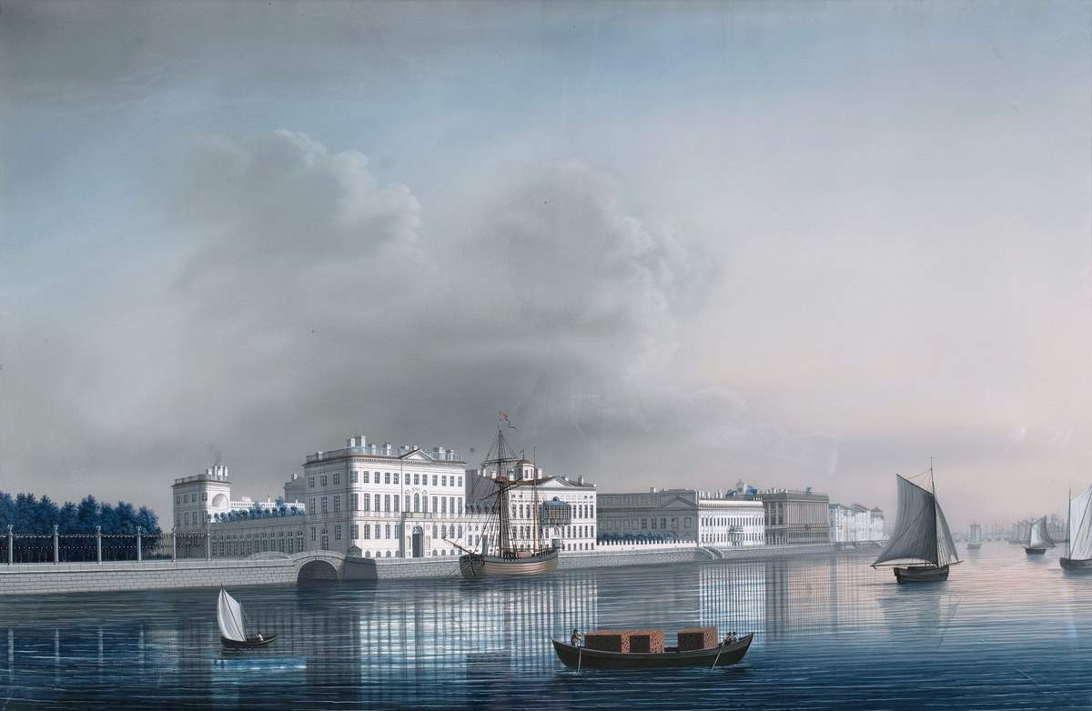 Вид Дворцовой набережной у Летнего сада, Wilhelm Barth, 1810s