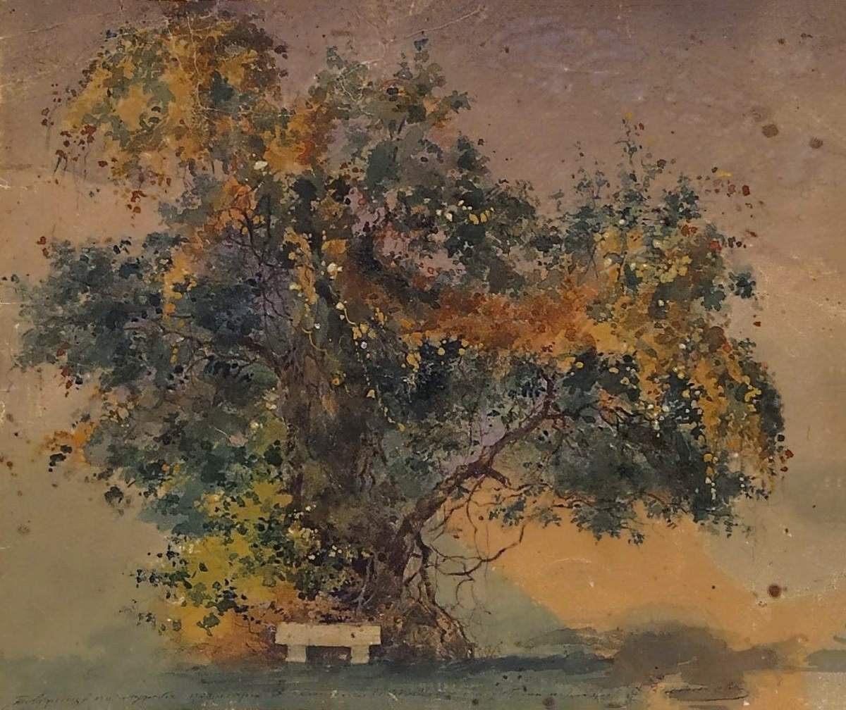 Дерево со скамьей, Fyodor Vasilyev, late 1860s (?)