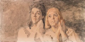 Hansel and Gretel. Portrait of Actresses Tatyana Lyubatovich and Nadezhda Zabela as Hansel and Gretel in Engelbert Humperdinck’s Opera of the Same Name