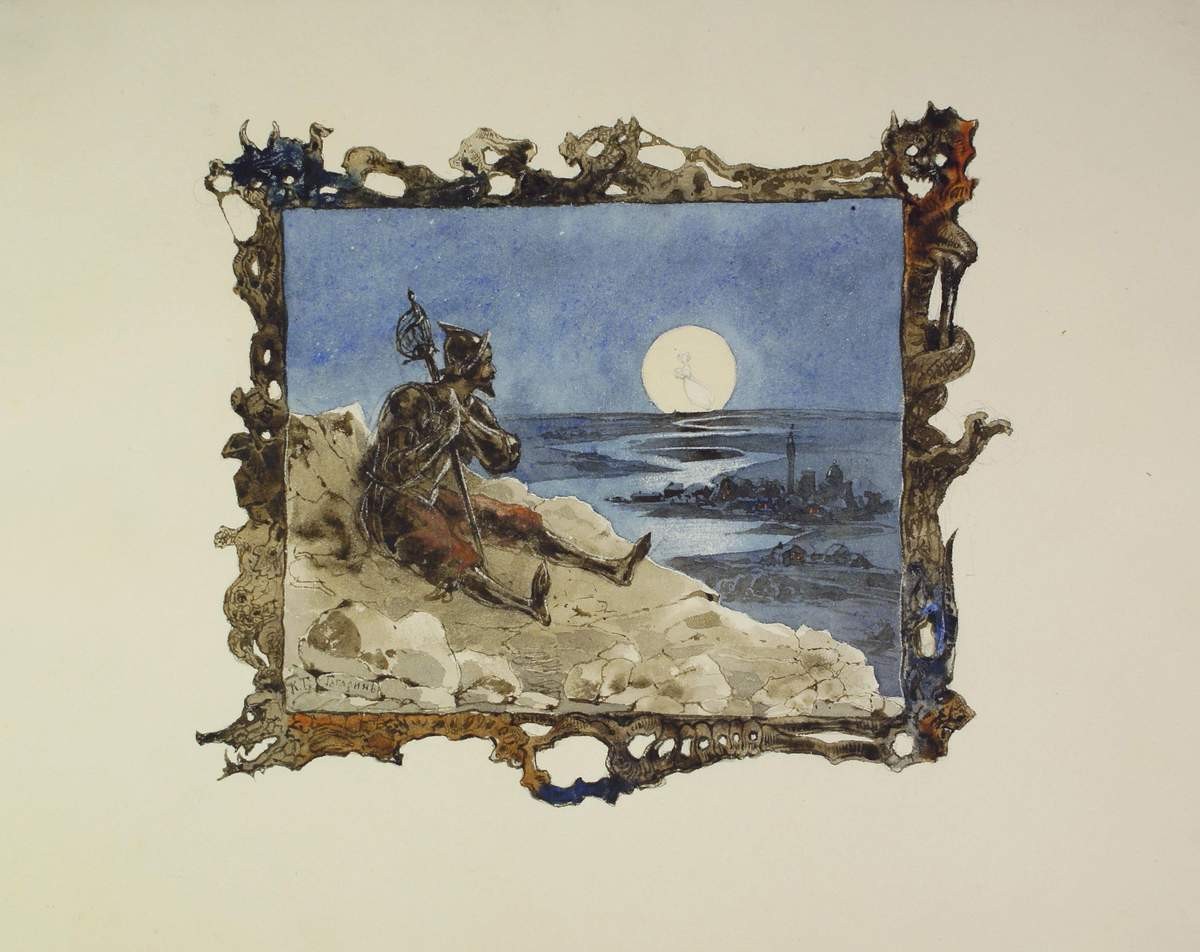 Сцена с рыцарем, Grigory Gagarin, 1833