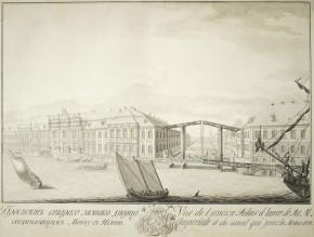 Вид на старый Зимний дворец и канал, соединяющий Мойку с Невою